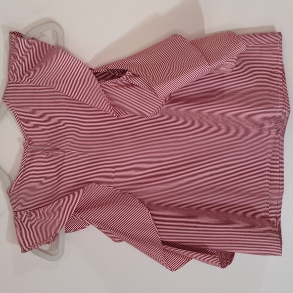 𝅺CLUB Monaco Hamisi Red White Striped Cold-shoulder Ruffle Top xs - Picture 8 of 8